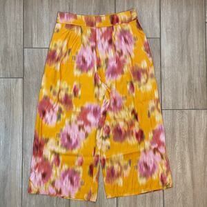 Ted Baker London Floral Culotte Pants Womens Size 2 High Rise Wide Leg